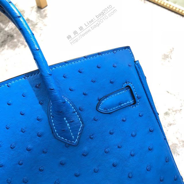 Hermes女包 愛馬仕Birkin30cm Hermes鉑金包 進口k級鴕鳥皮 手工蠟線縫製 Hermes鴕鳥皮手提女包  am1991